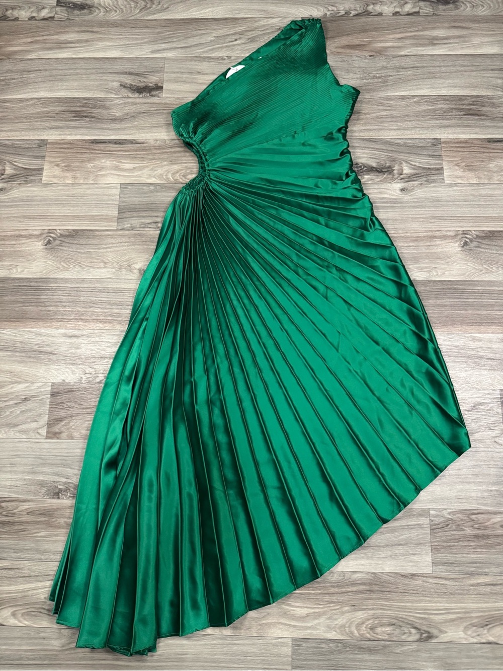 Selfie Leslie Brooklynn One-Shoulder Accordion Pleat Dress Kelly Green Size XXL